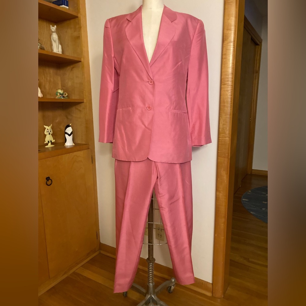 More’lle Lustrous Pink Silk Pant Suit Spring Easter Coords Pastel Contemporary